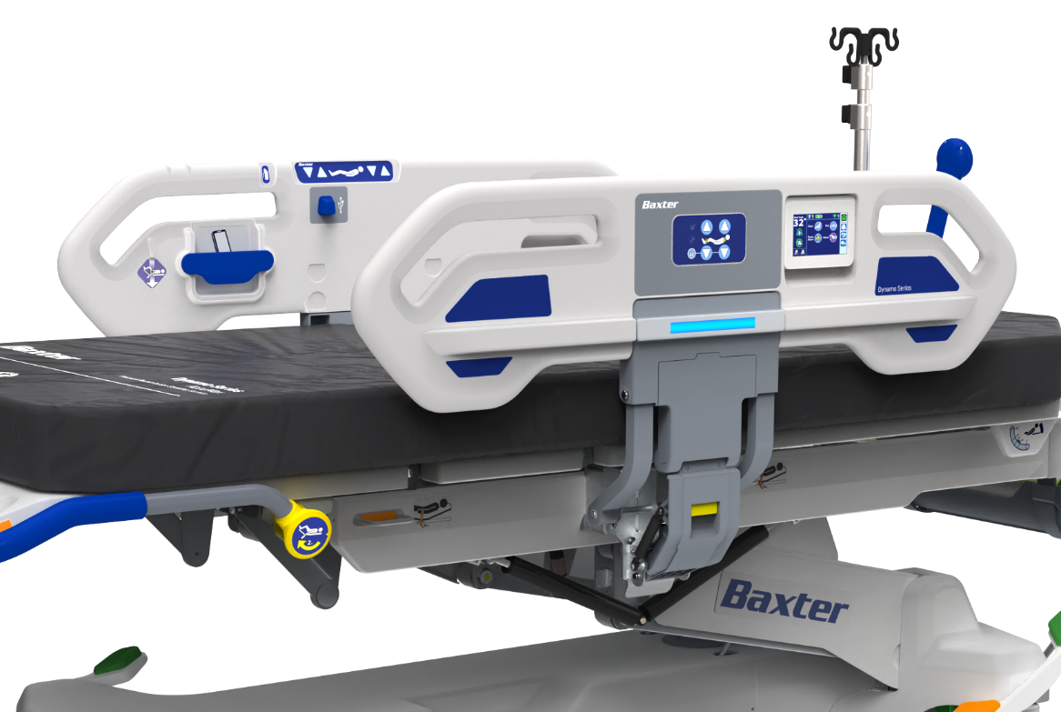 Dynamo Series solid-surface siderail with integrated patient controls and storage