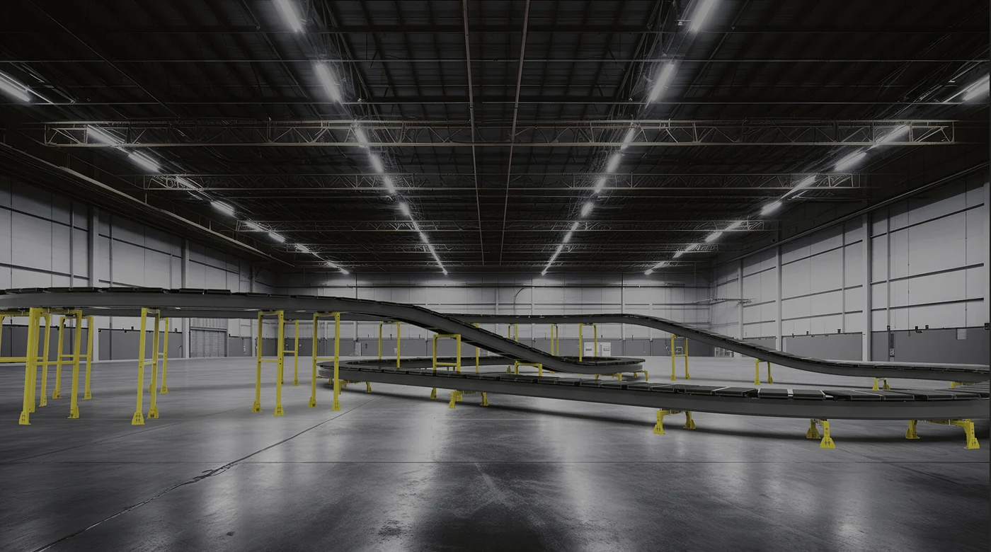 IntelliSort Cross Belt Sorter installed across a warehouse floor
